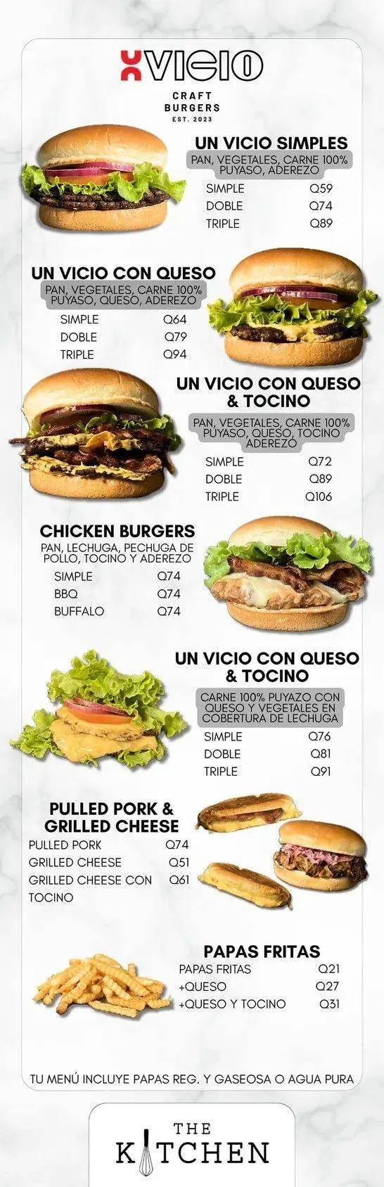 Menú Un Vicio Craft Burgers, página 1